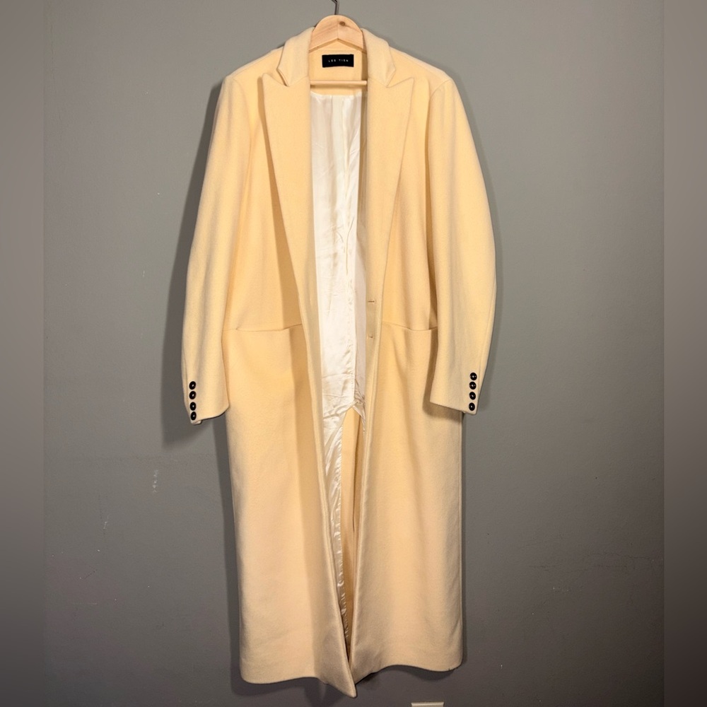 LES TIEN Black Label Cashmere Car Unisex Coat in Canary - Picture 10 of 16